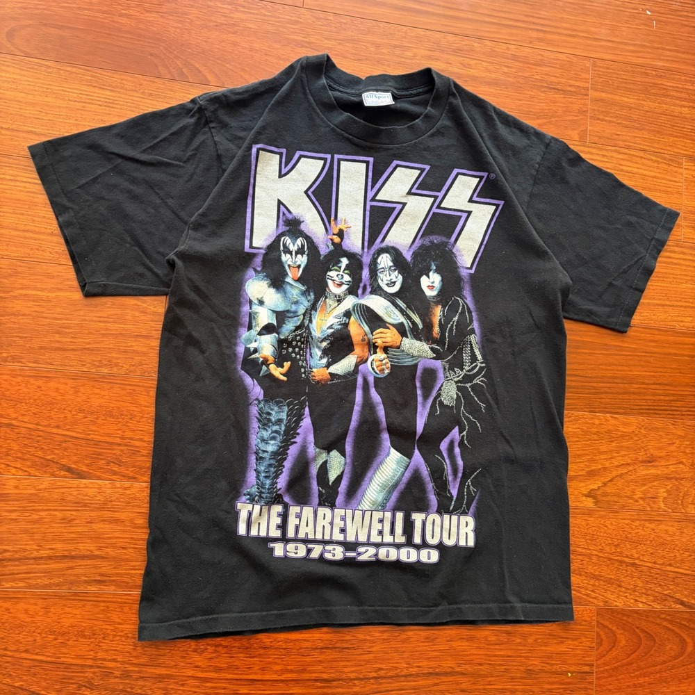 VTG Single Stitch KISS 70's 80's 90's Farewell Tour Band Rock Graphic T-Shirt L